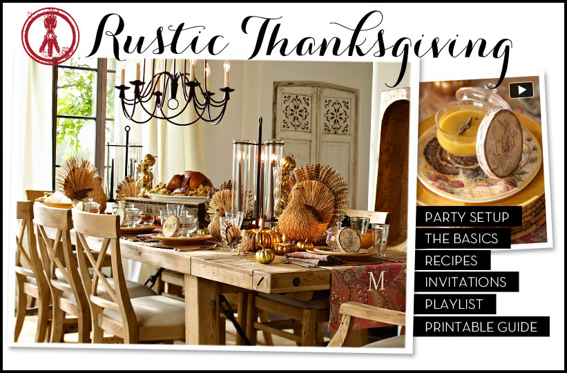thanksgivinf-tablescapes. Rustic wood table and chairs, with turkeys and candles for decor