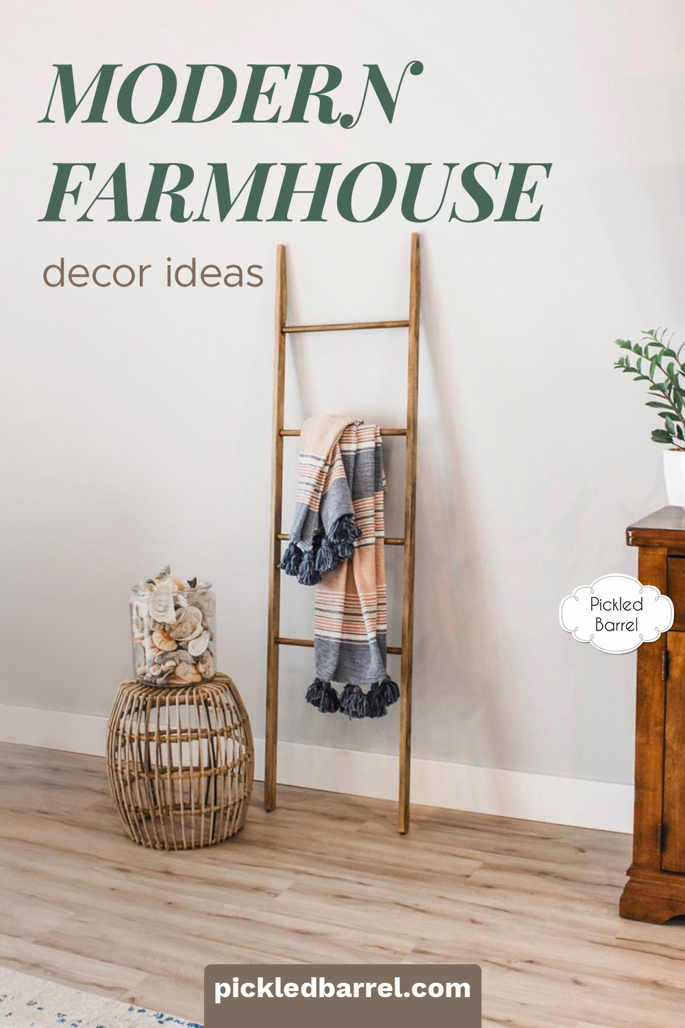 Modern farmhouse decor ideas for every room in your home. This list is full of ideas that work in more than one room, and links to help you find the items quickly and painlessly! Get ready to decorate! #pickledbarrelblog #modernfarmhousedecorideas