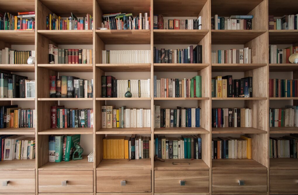 Farmhouse bookshelf with drawer