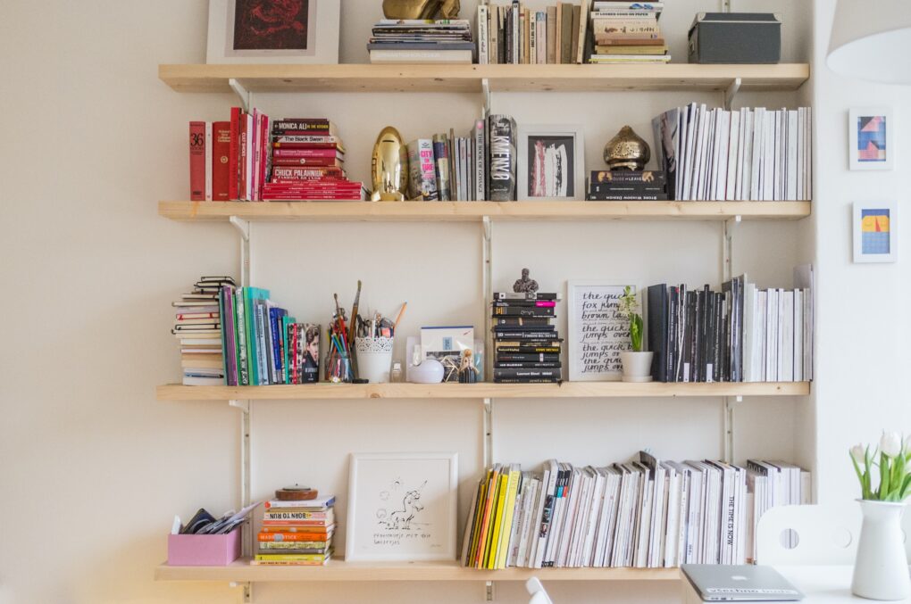 Farmhouse bookshelf with drawers